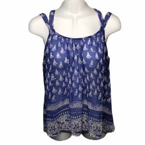 Express Blue Boho Crisscross Tank
